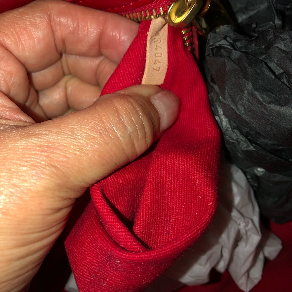Louis Vuitton red ruby buckets bag